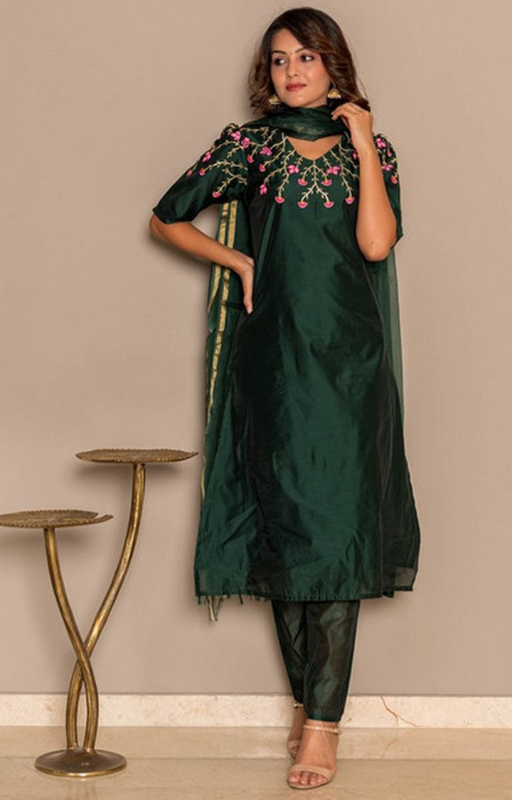Crafted for You | Green Embroidered Ethnic Sets