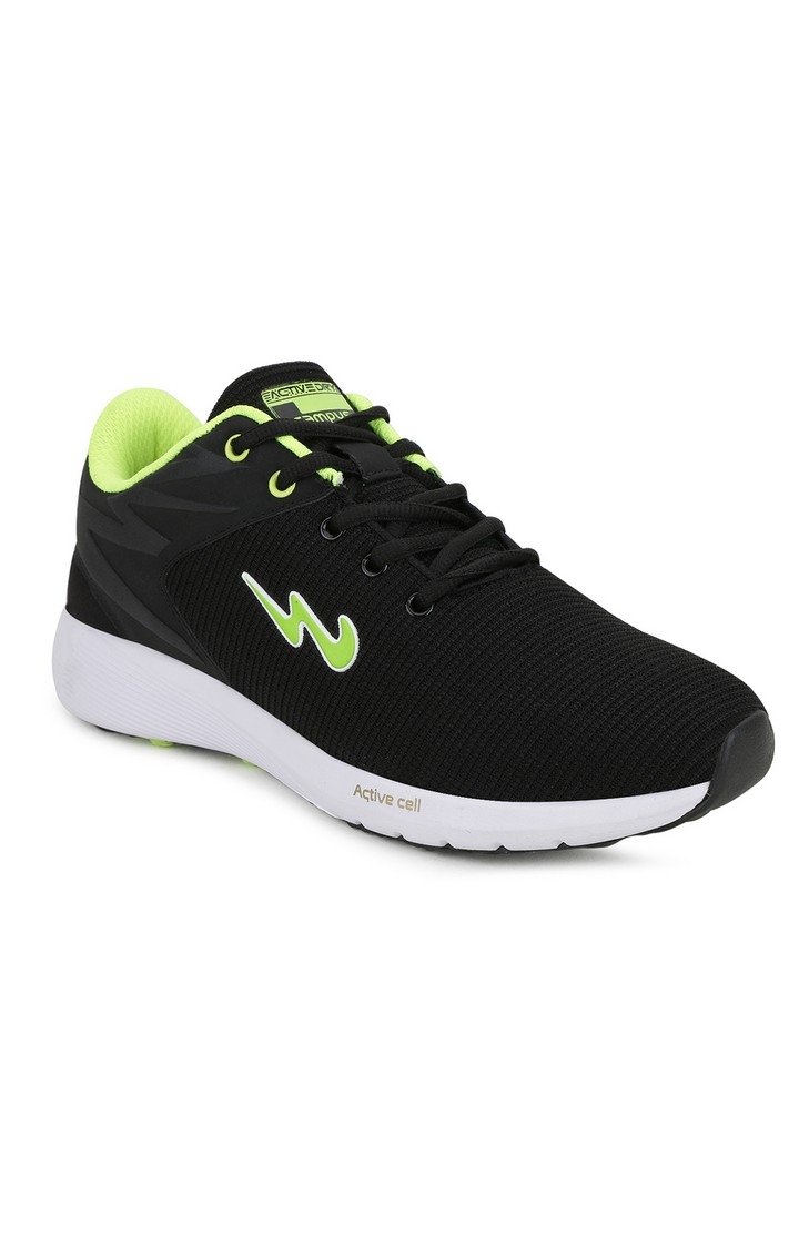 Campus Shoes | Black And Neon Royce-2 Running Shoes