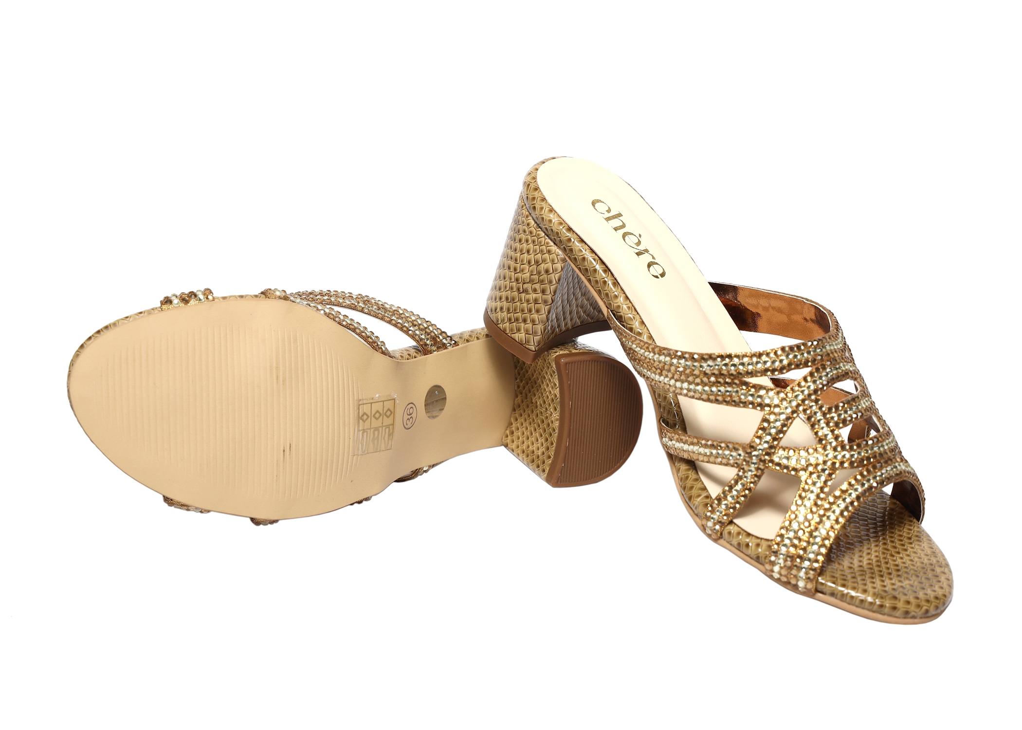 Chere | Women Brown Casual Classic Box Round Heels Sandals - Chere