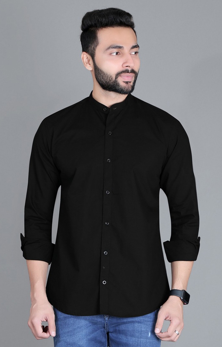5th Anfold | Black Solid Casual Shirt