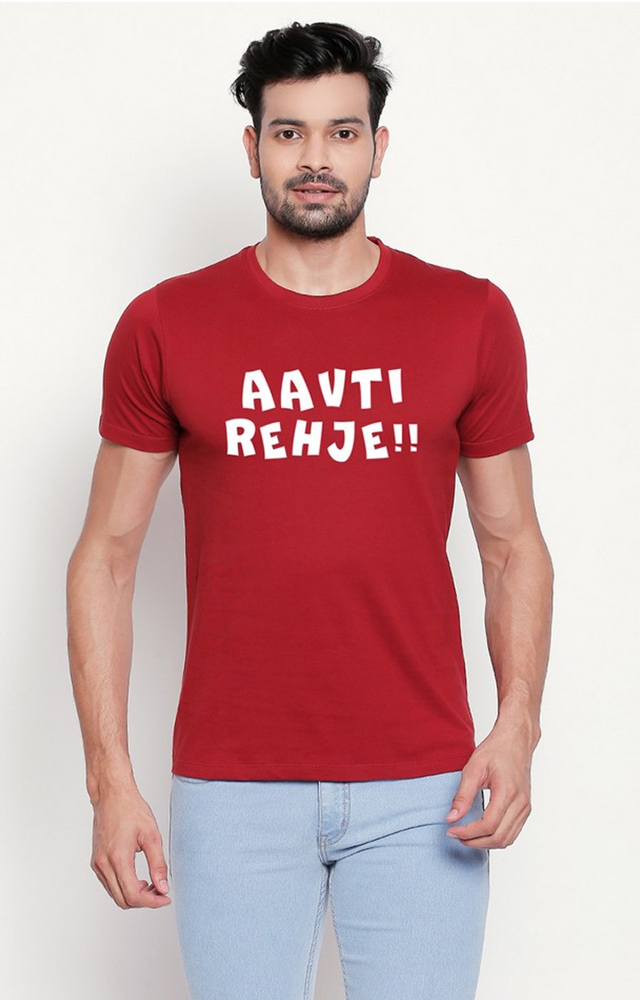 Maroon Printed T-shirt for Men