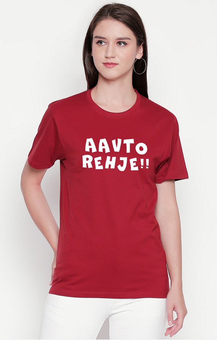 Maroon Printed T-shirt for Women