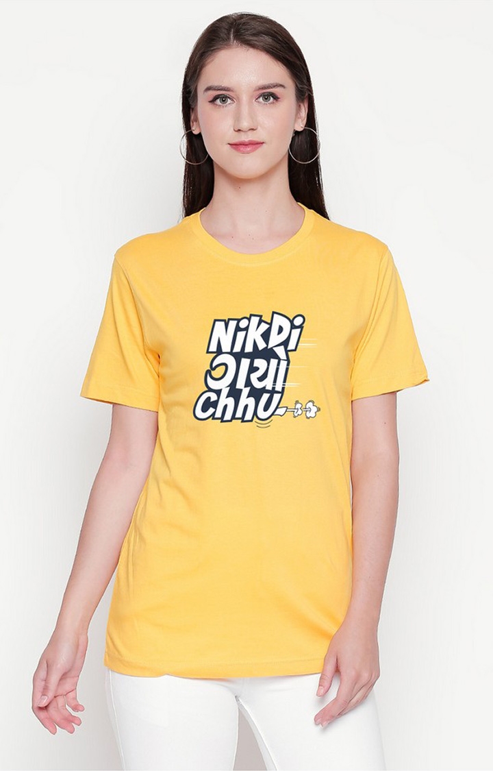 creativeideas.store | Yellow Printed T-shirt for Women