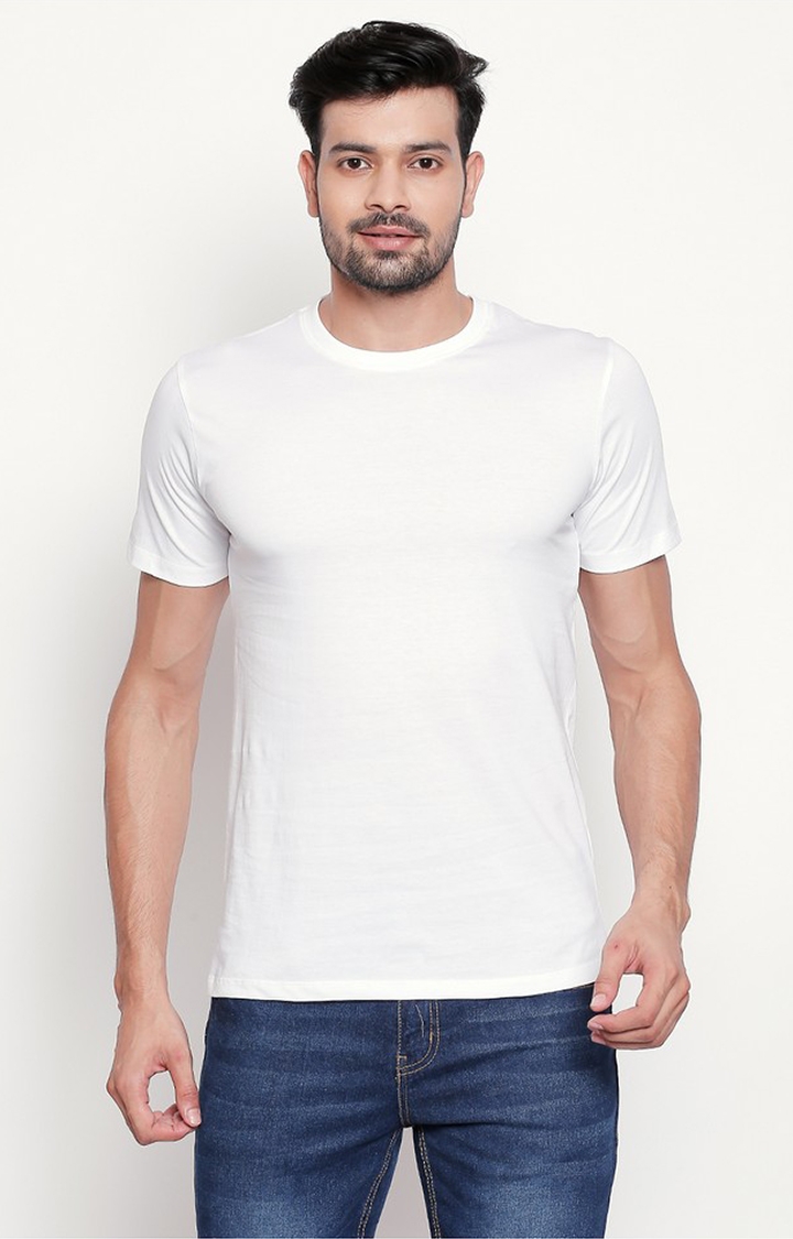 White Round Neck T-shirt for Men 