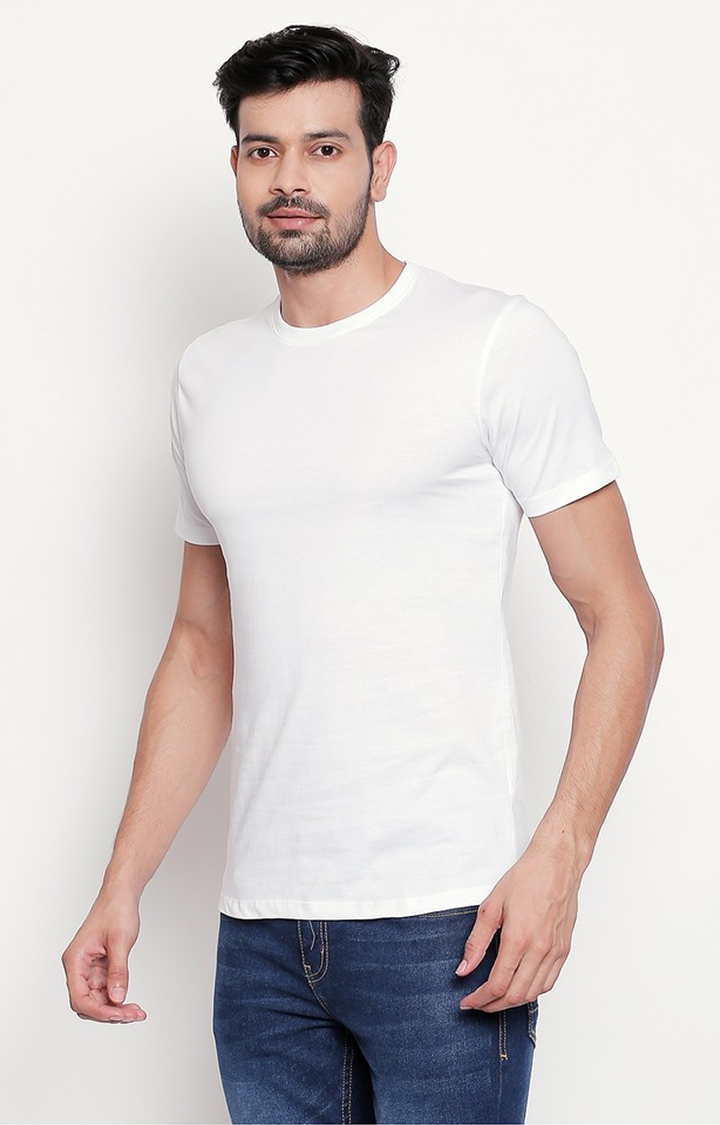 White Round Neck T-shirt for Men 
