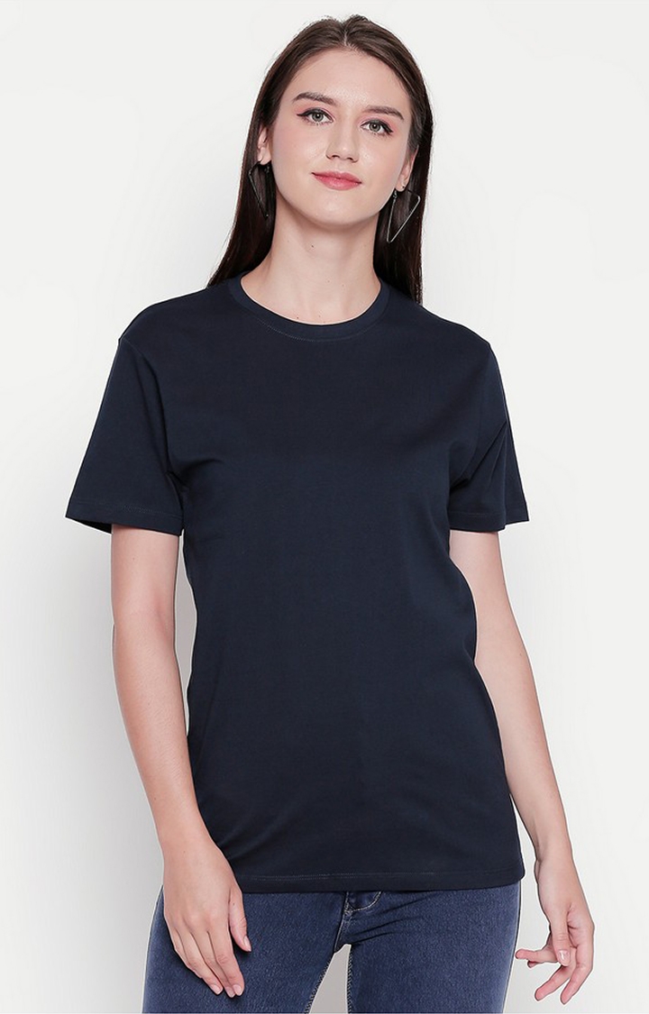 Black Round Neck T-shirt for Women 