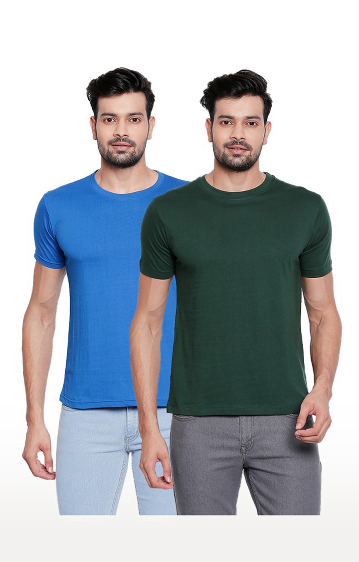 creativeideas.store |  Blue and Green Round Neck T-shirt for Men