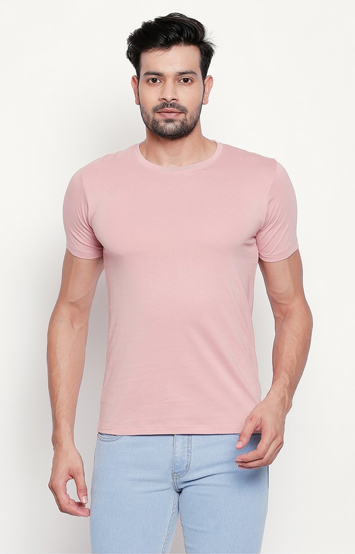 Baby Pink Round Neck T-shirt for Men 