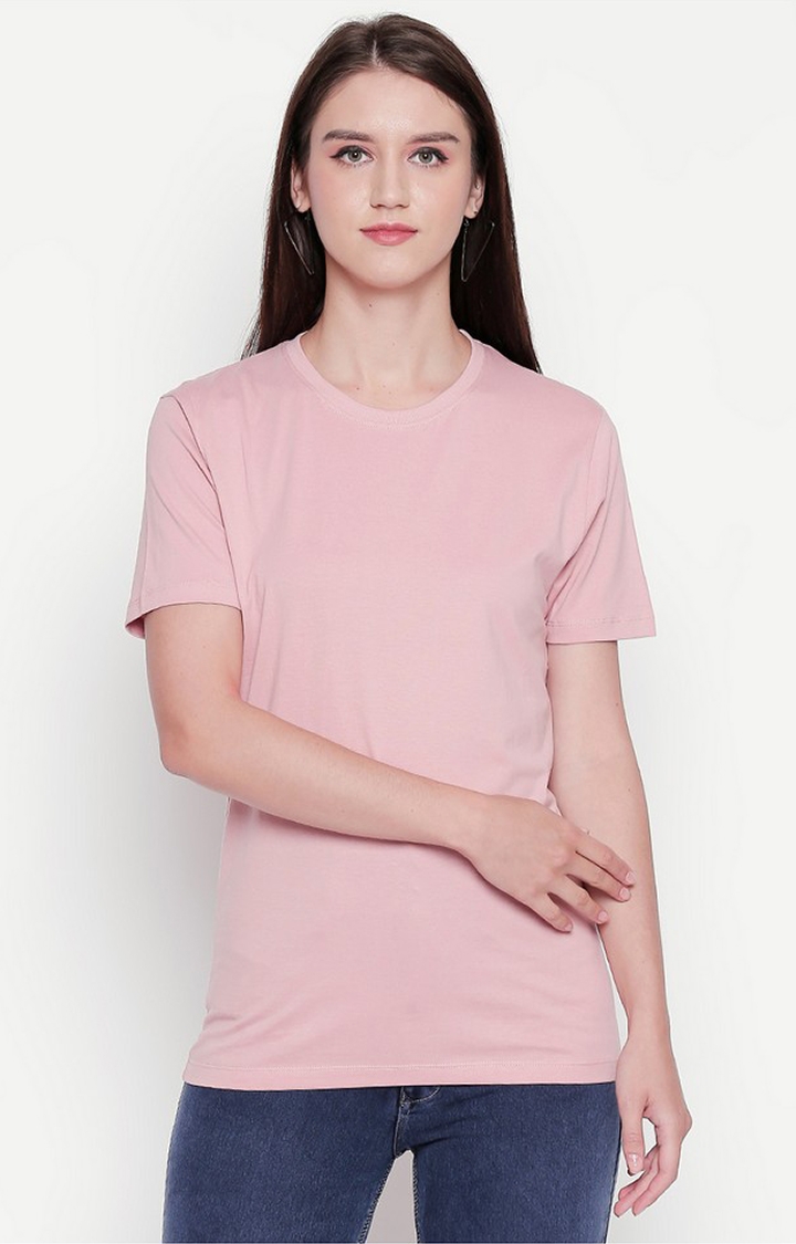 creativeideas.store | Baby Pink Round Neck T-shirt for Women 
