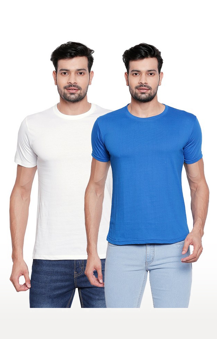 creativeideas.store | White and Blue Round Neck T-shirt for Men