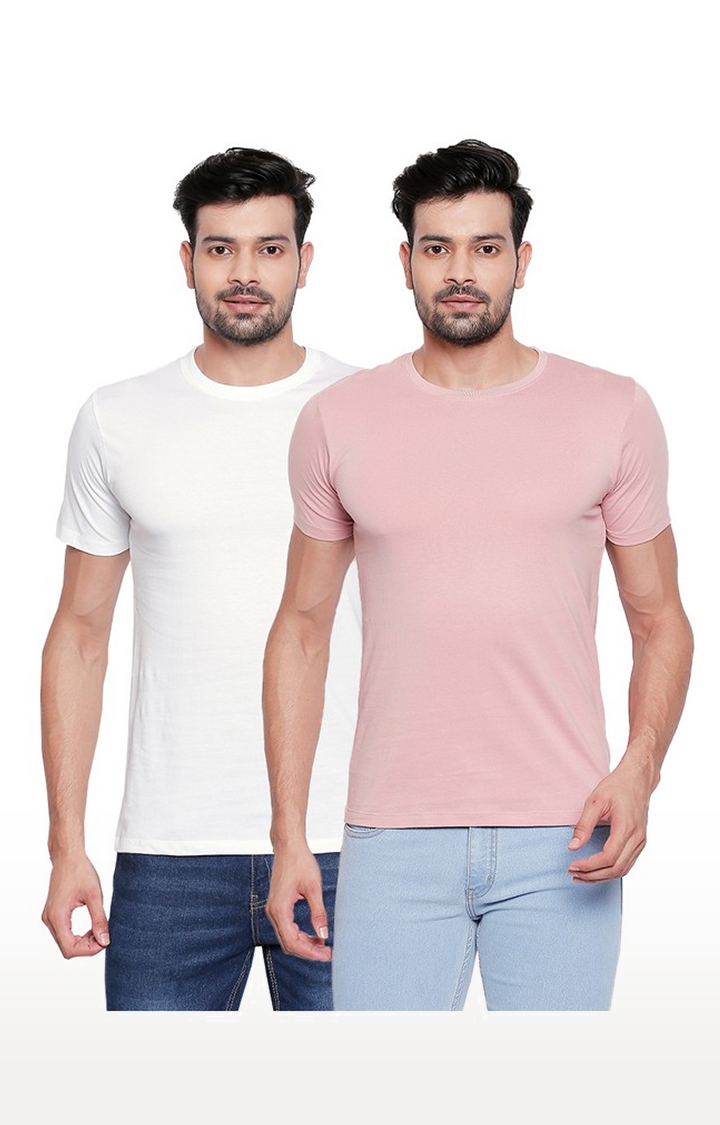 creativeideas.store | White and Pink Round Neck T-shirt for Men