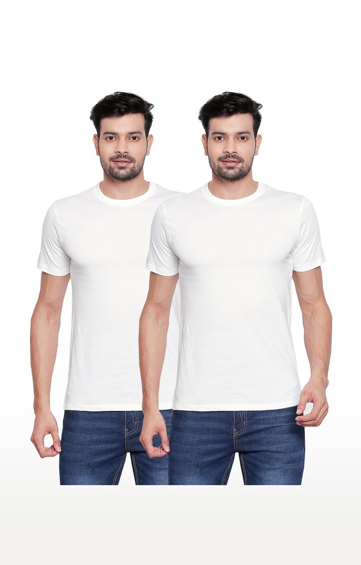 White Round Neck T-shirt for Men