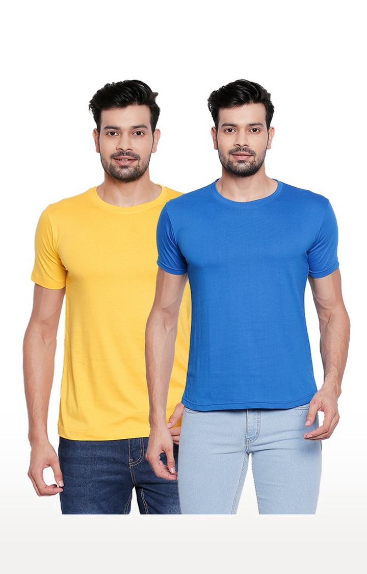 creativeideas.store | Yellow and Blue Round Neck T-shirt for Men