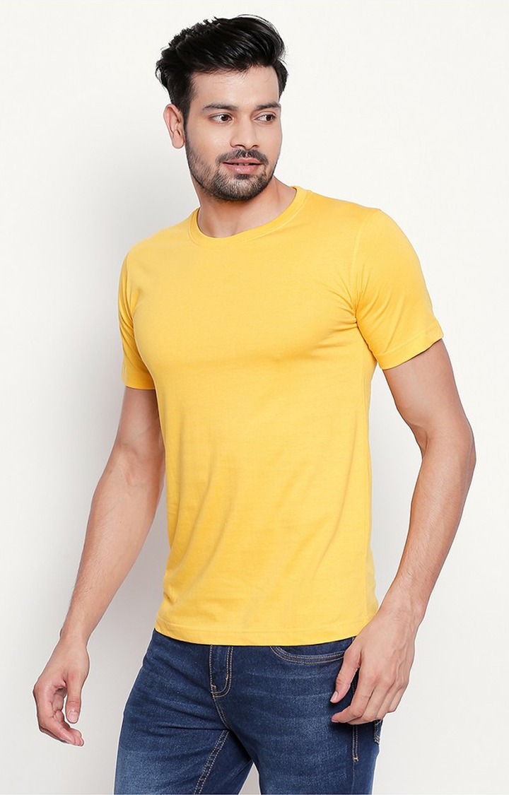 Yellow Round Neck T-shirt for Men 