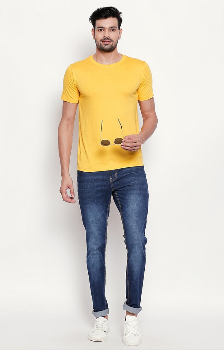 Yellow Round Neck T-shirt for Men 