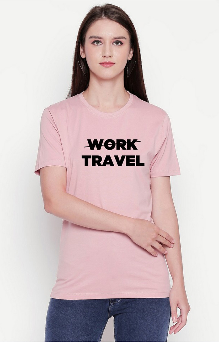 Baby Pink Printed T-shirt for Women