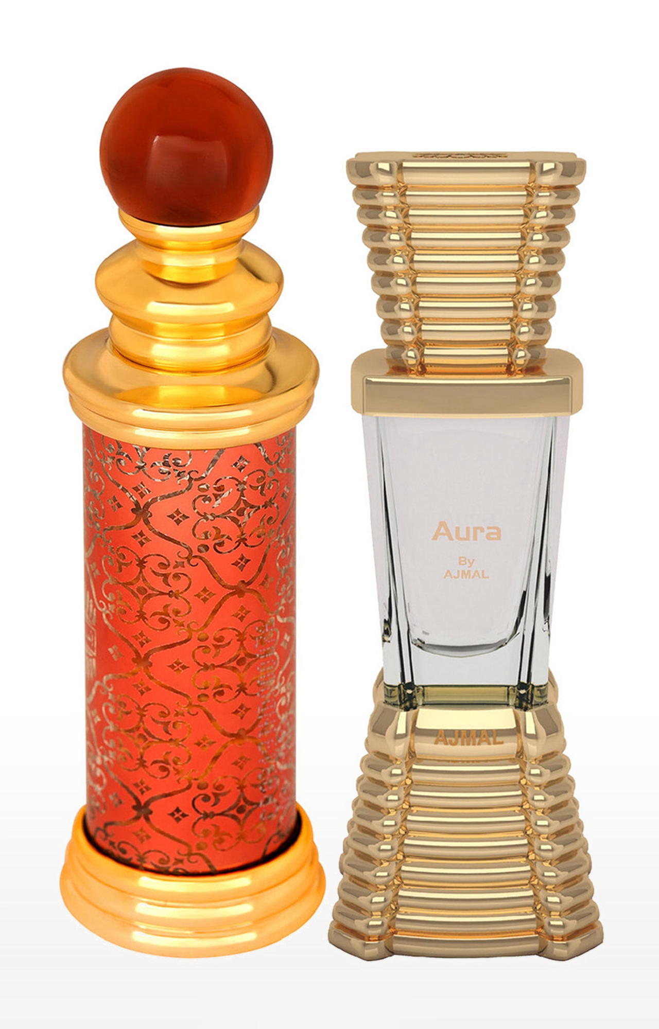 Ajmal Classic Oud Concentrated Perfume Oil Oudh Alcohol-free Attar 10ml for Unisex and Aura Concentrated Perfume Oil Alcohol-free Attar 10ml for Unisex