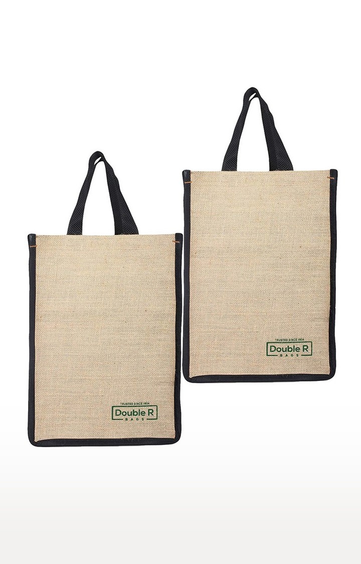 DOUBLE R BAGS | Double R Bags Jute Shopping/Grocery/Lunch Bag For Men And Women (Black) Pack Of 2