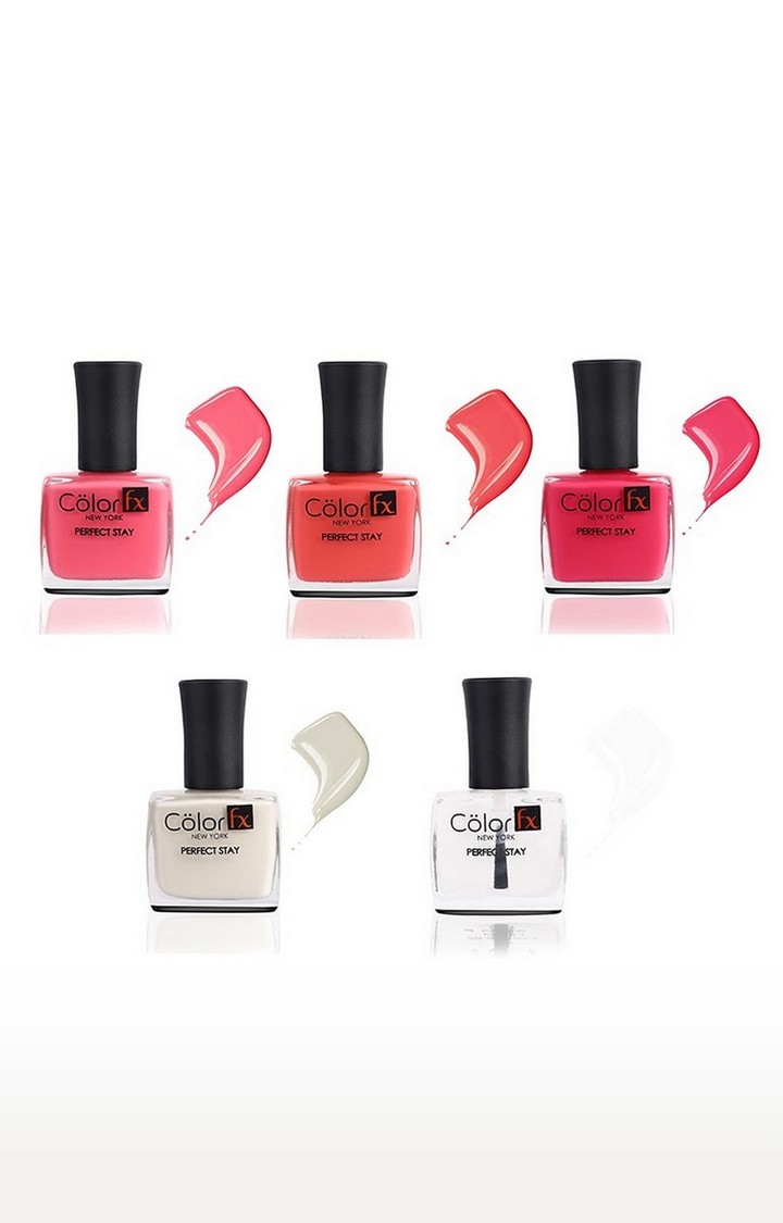 Color Fx | Color Fx Premium Non-Toxic Nail Polish, Coral Island Combo, Set of 5