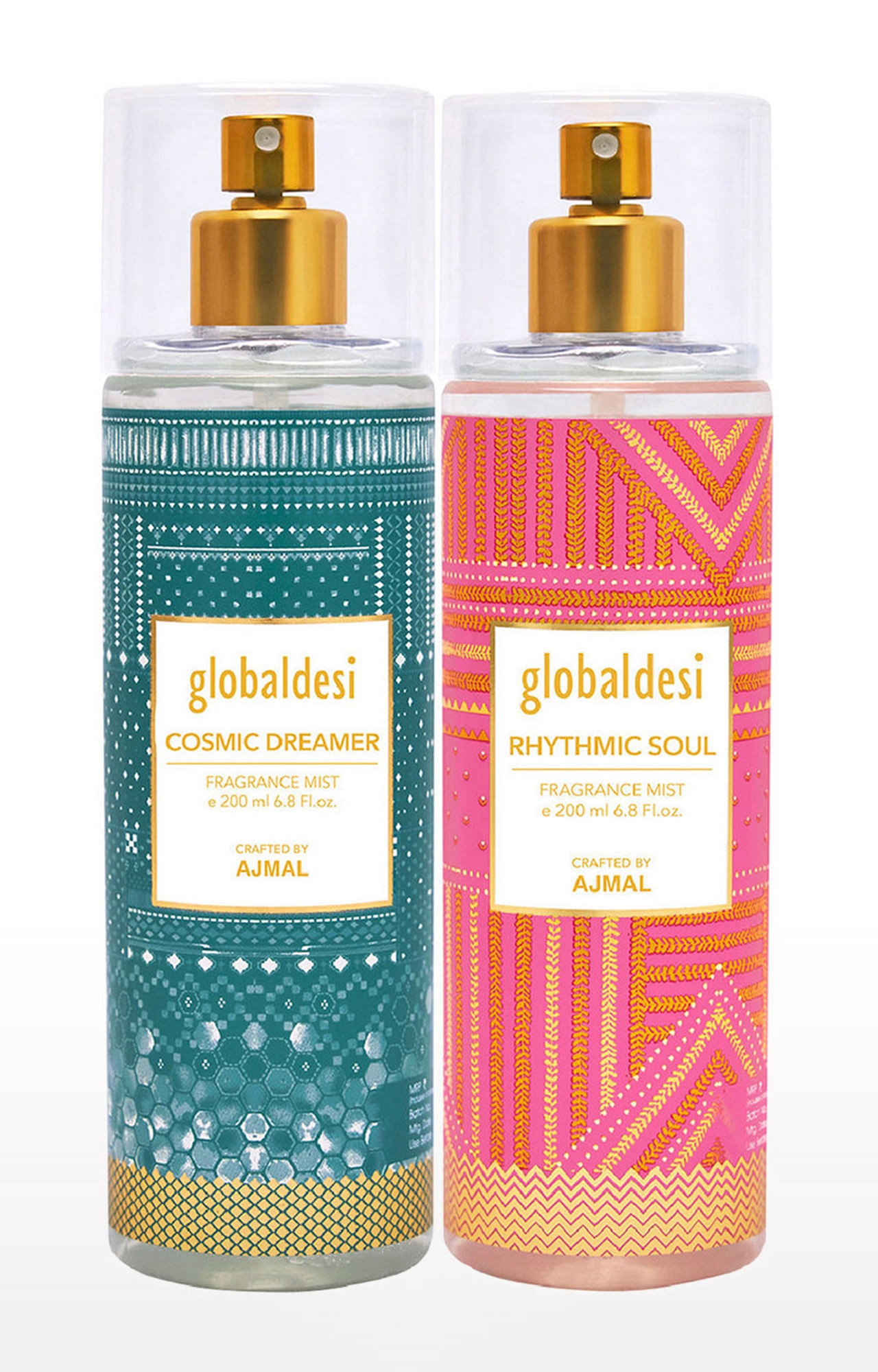 Global Desi Cosmic Dreamer & Rhythmic Soul Pack of 2 Body Mist 200ML each Long Lasting Scent Spray Gift For Women Perfume Crafted by Ajmal FREE