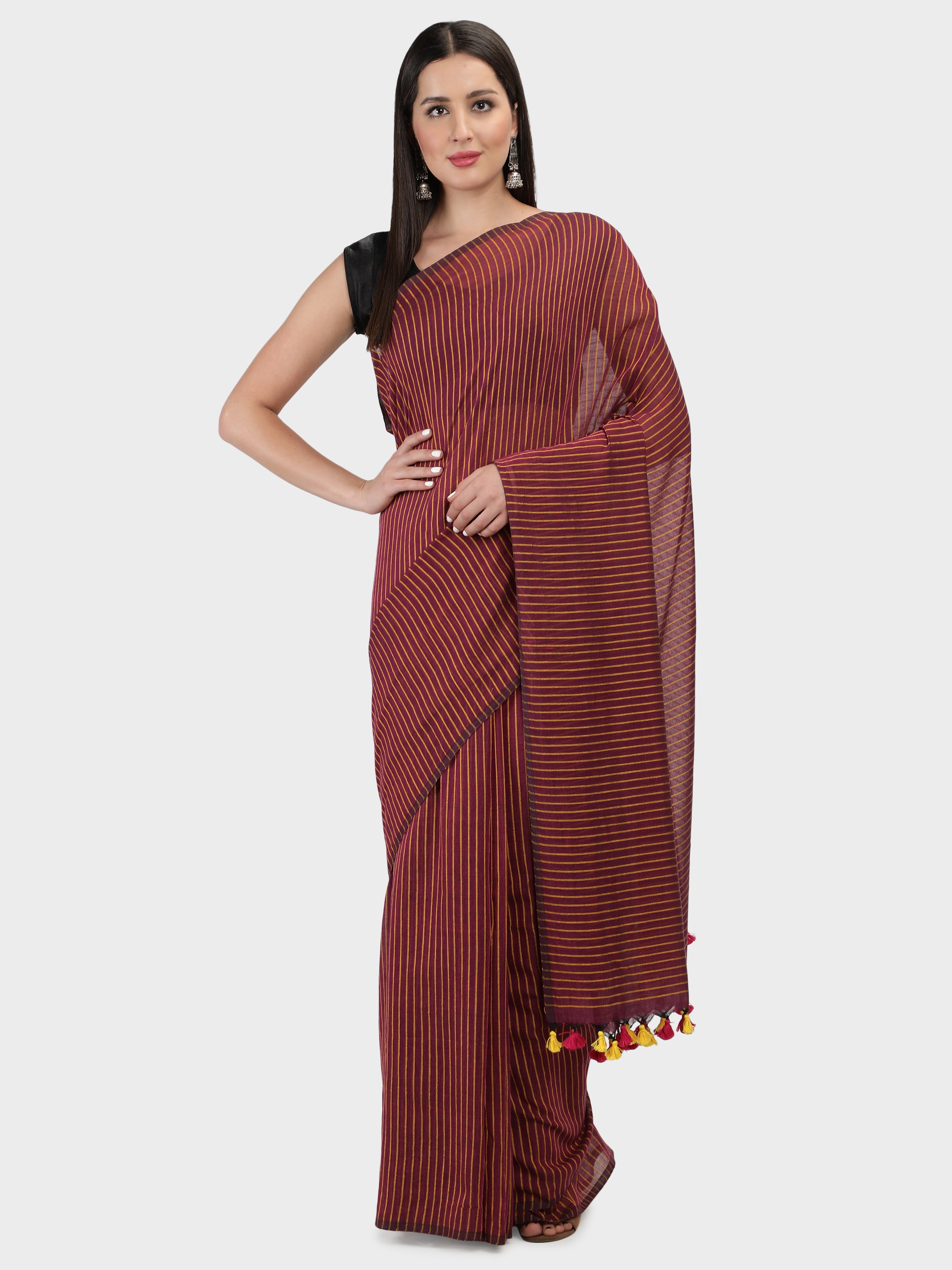 Loophoop | Cotton Striped Saree with Blouse