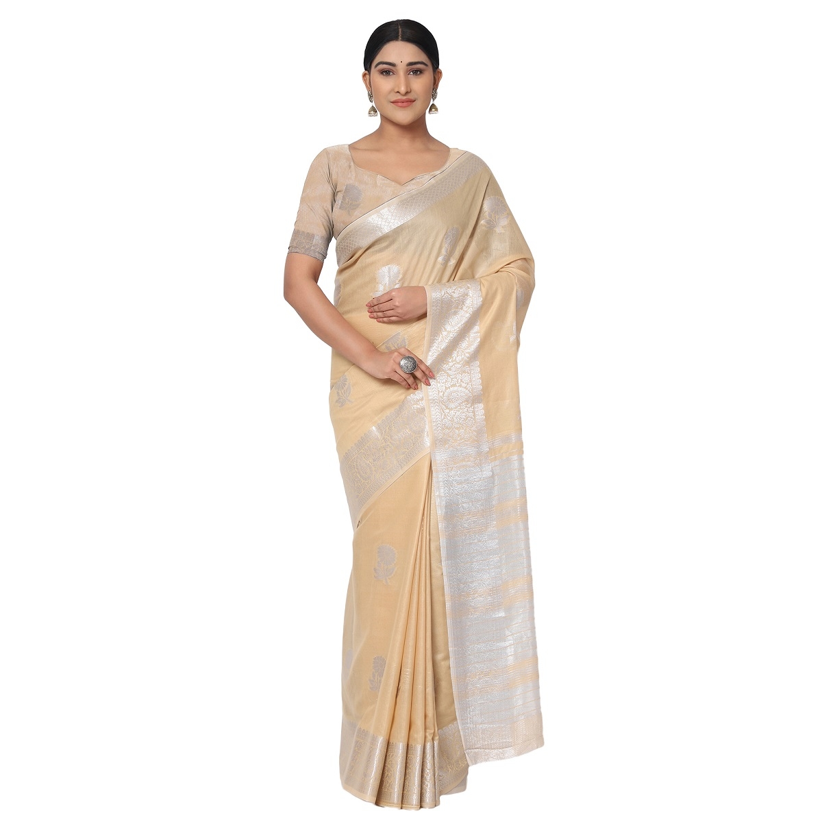 AWRIYA | AWRIYA Presents COTTON CANDY beige colour saree with woven work on cotton_silk fabric zari_woven designer banarasi-sarees with Blouse piece