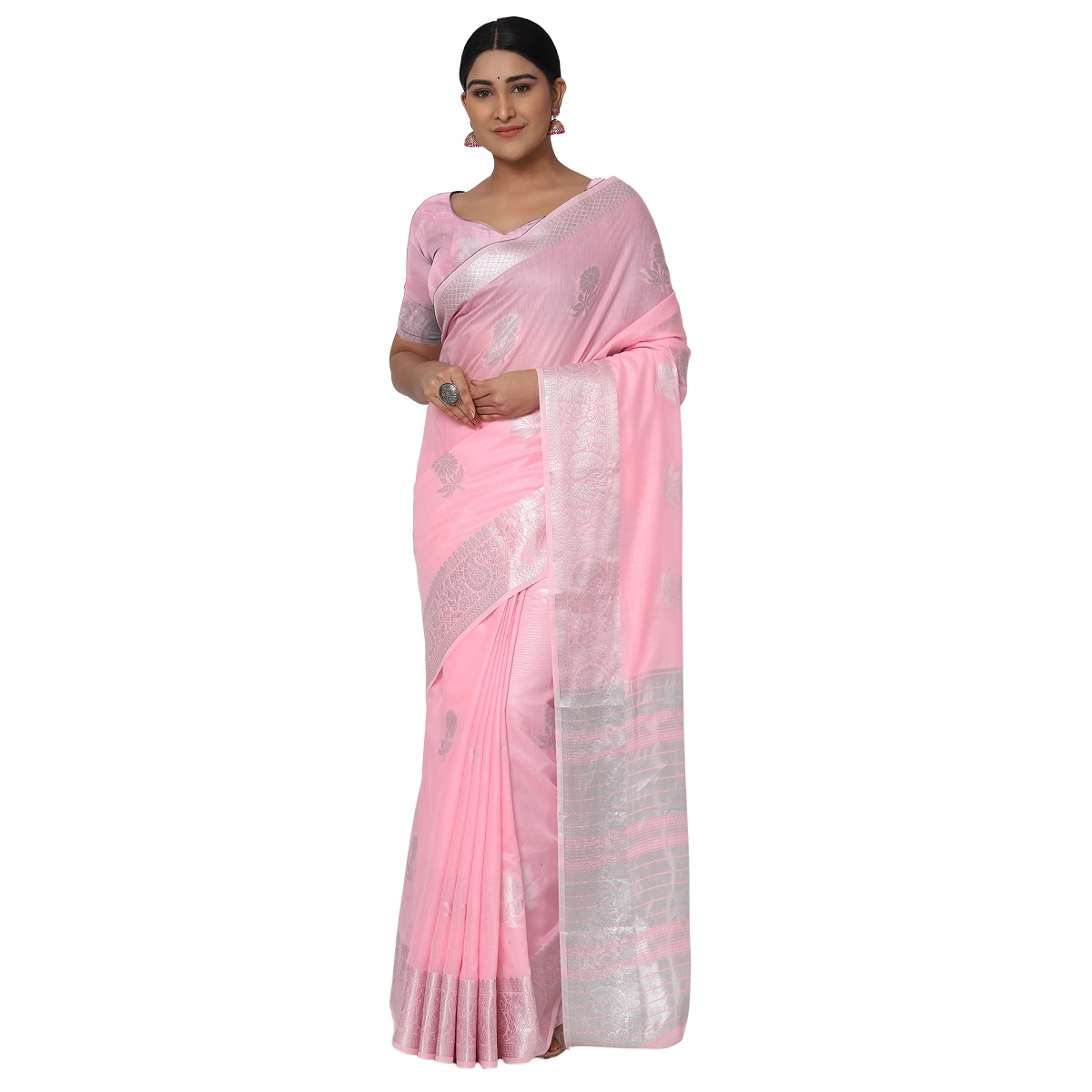 AWRIYA | AWRIYA Presents COTTON CANDY pink colour saree with woven work on cotton_silk fabric zari_woven designer banarasi-sarees with Blouse piece