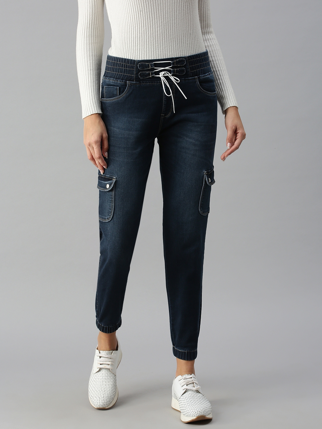 Showoff | Showoff Women's Jogger Clean Look Blue Jeans