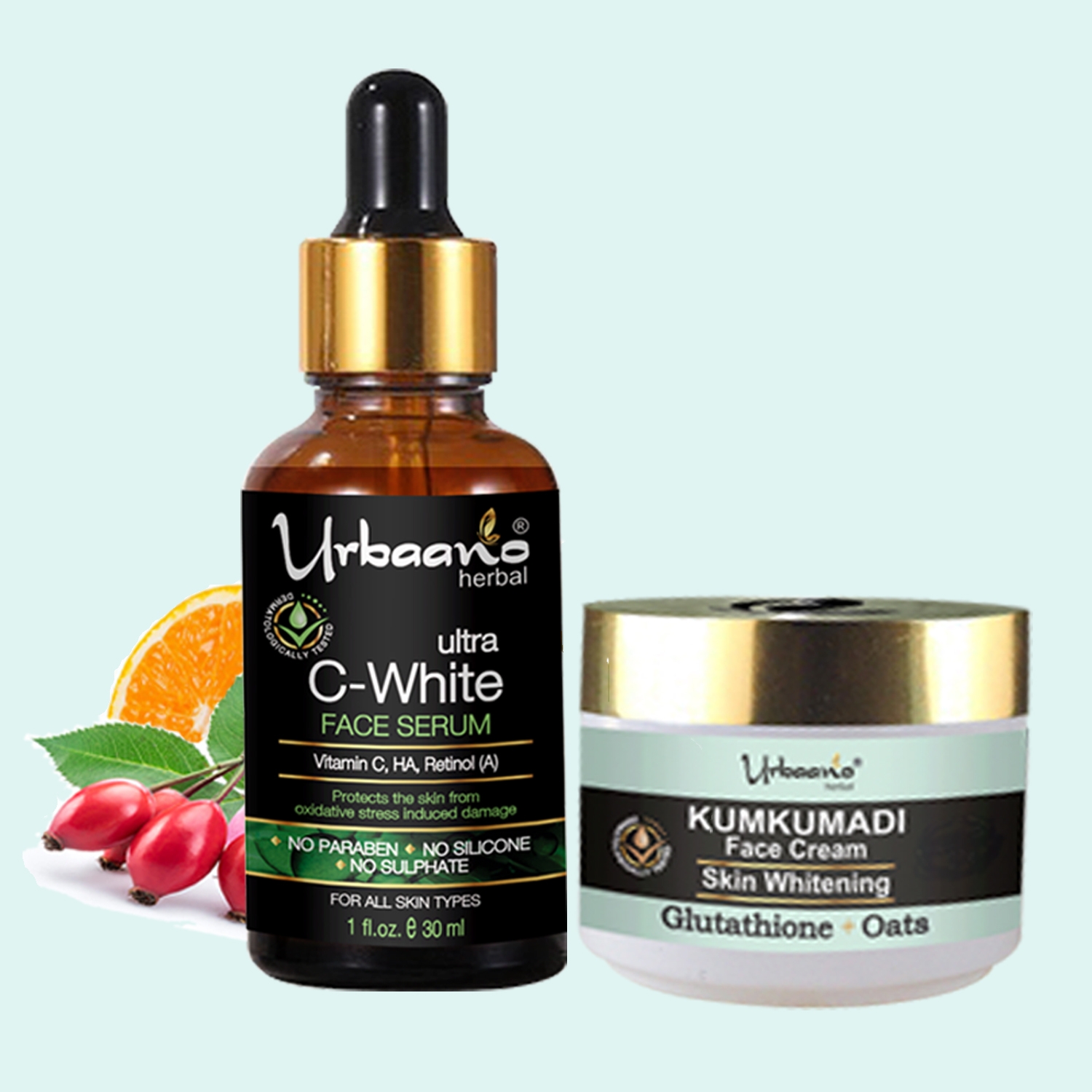 Urbaano Herbal | Urbaano Herbal Kumkumadi Skin Whitening Cream & Vitamin C20, Retinol Face Serum