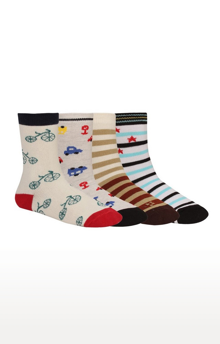 CREATURE | Creature Printed Multi-coloured Cotton Socks for Kids - (Pack of 4)