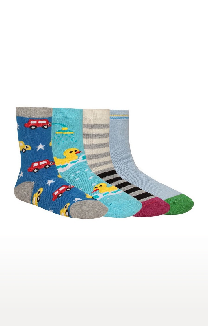 CREATURE | Creature Printed Multi-coloured Cotton Socks for Kids - (Pack of 4)