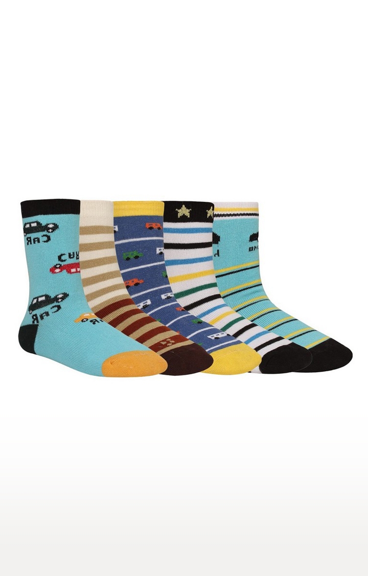CREATURE | Creature Printed Multi-coloured Cotton Socks for Kids - (Pack of 5)