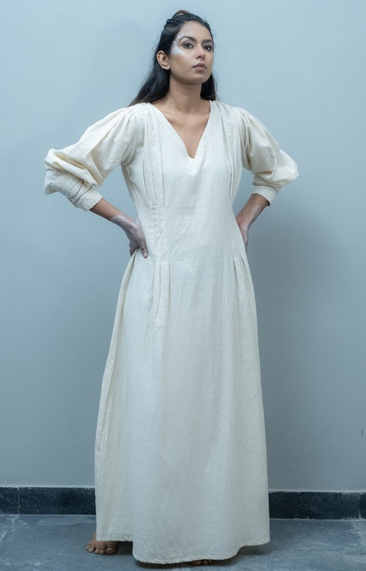 OurDve | Beige Woven Dress