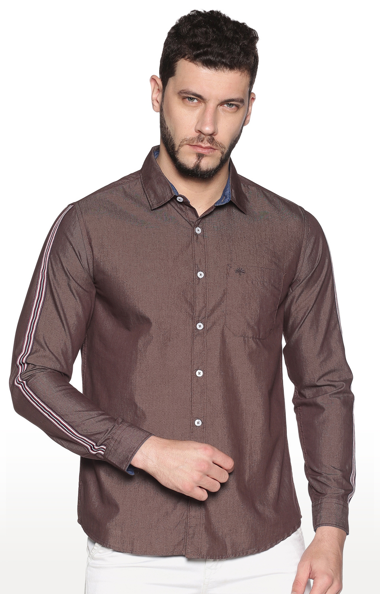 Chennis | Brown Solid Casual Shirts