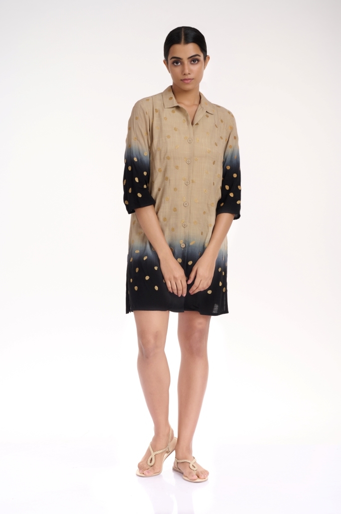 ABRAHAM AND THAKORE | Ombre Animal Gold Dot Shirt
