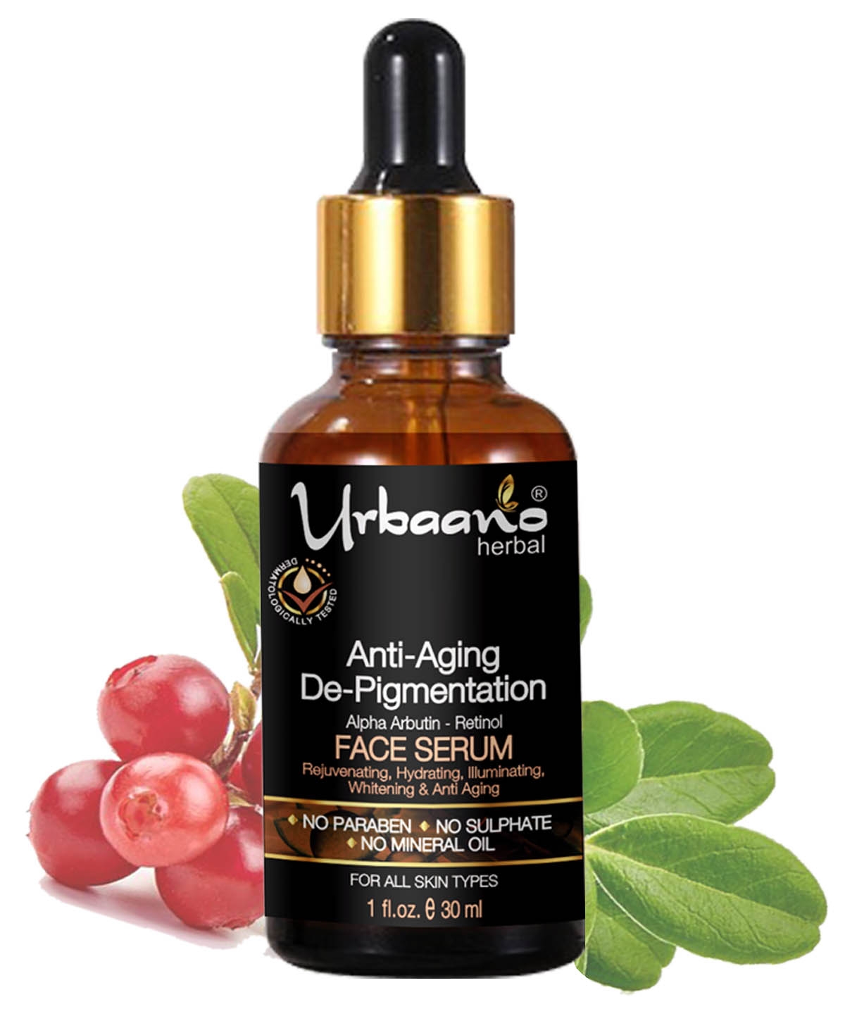 Urbaano Herbal 20% Vitamin C Face Serum with Retinol Alpha Arbutin & Hyaluronic Acid 30ml