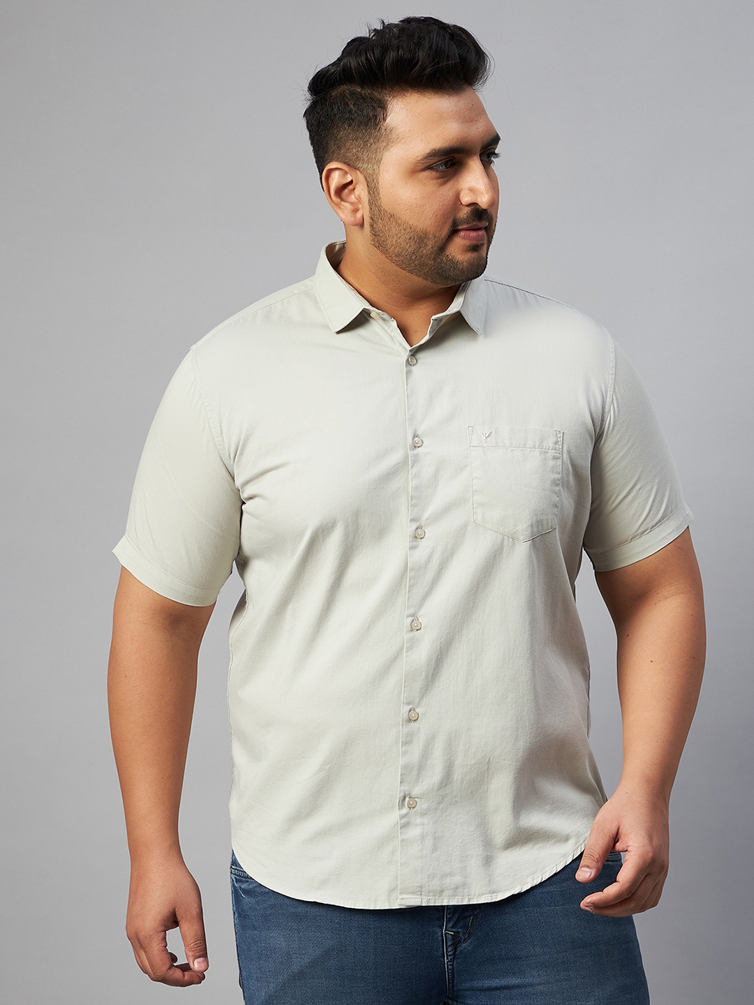 SHOWOFF Plus Men's Comfort Fit Cotton Beige Solid Shirt