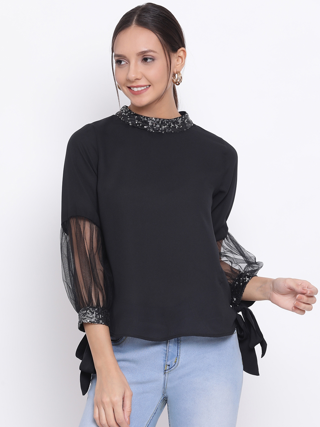 DRAAX fashions | Draax Fashions Women Black Solid Styled Back Top