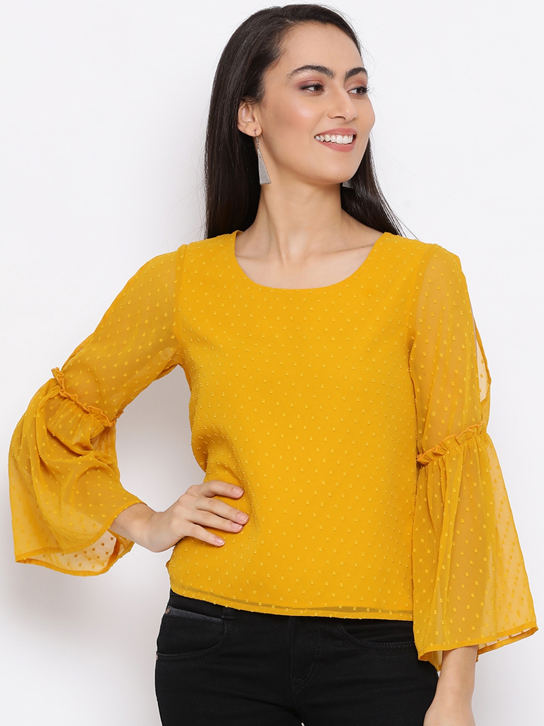 DRAAX fashions | Draax Fashions Women Yellow Embellished Top