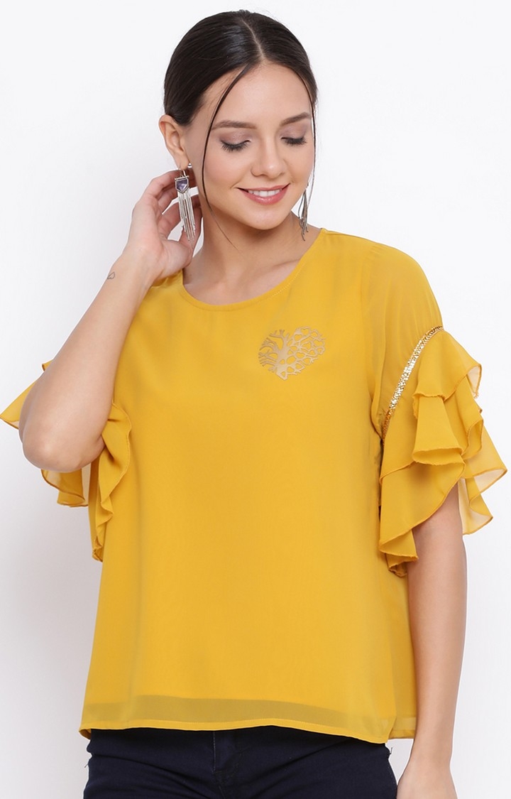 DRAAX fashions | Draax Fashions Women Yellow Solid Top