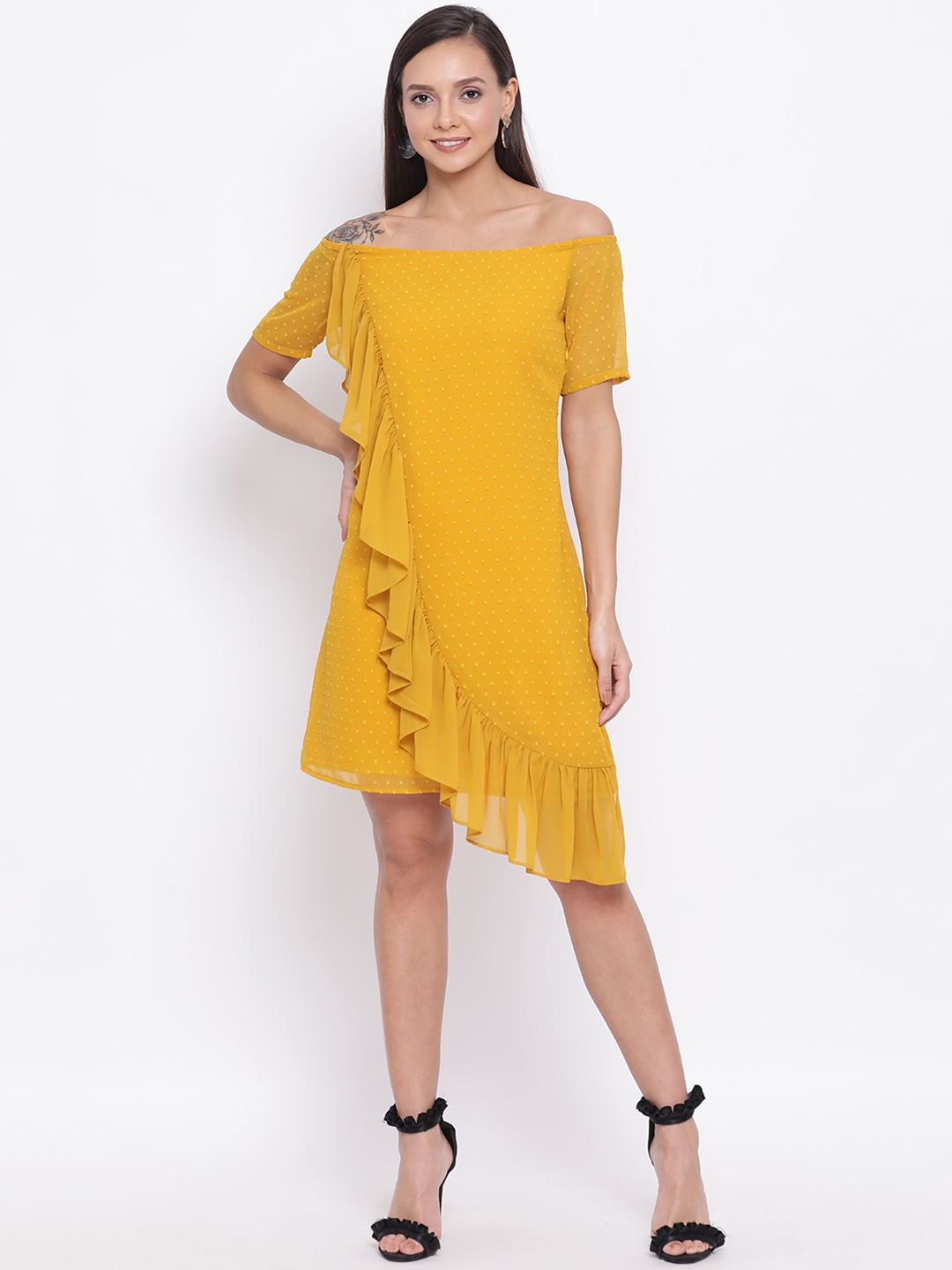 DRAAX fashions | Draax Fashions Yellow Skater Dress