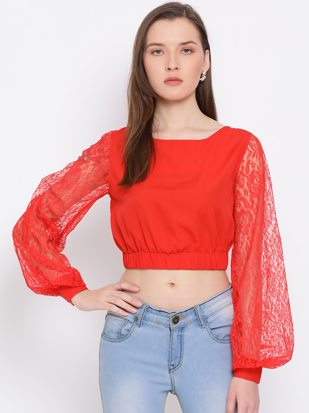 DRAAX fashions | Draax Fashions Women Red Solid Skater Crop Top