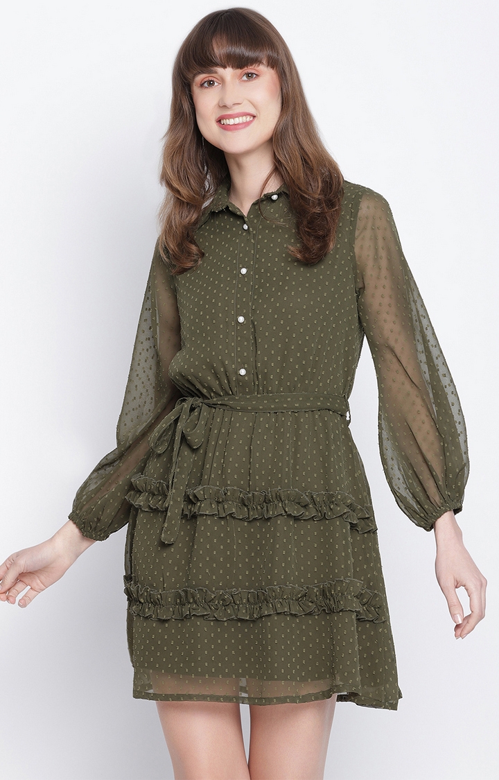 DRAAX fashions | Draax Fashions Women Solid Green A-Line Dress
