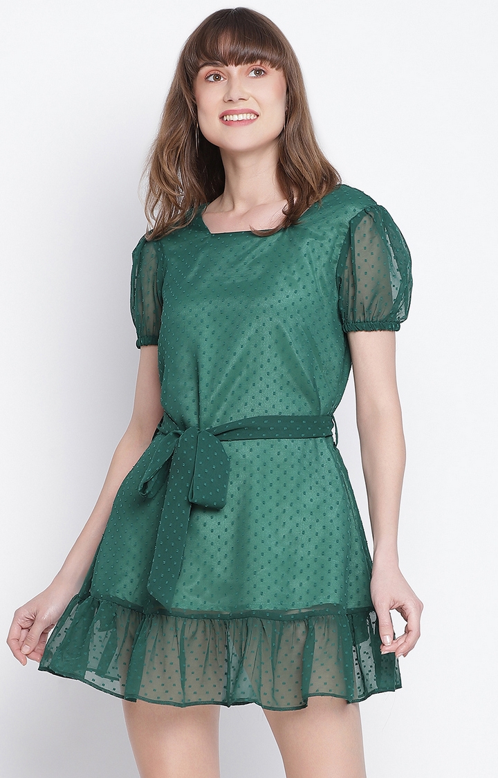 DRAAX fashions | Draax Fashions Women Solid Green A-Line Dress