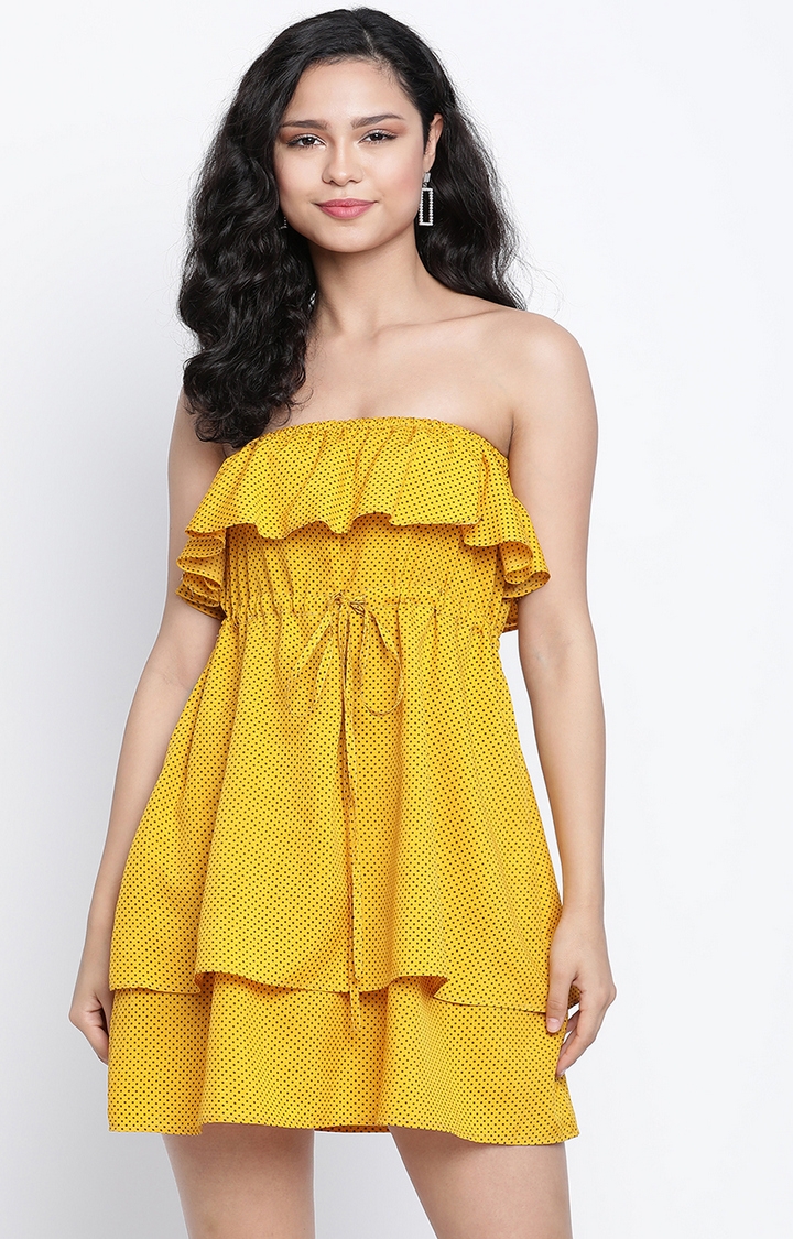 DRAAX fashions | Draax Fashions Yellow Polka Dots Dress