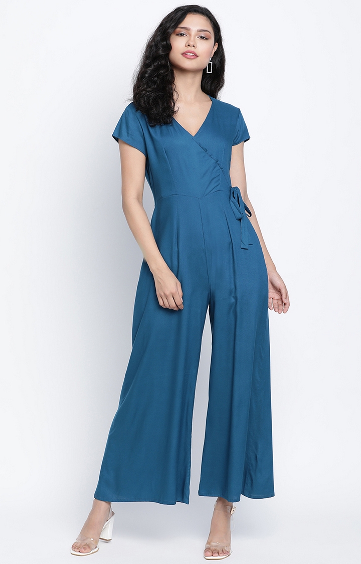 DRAAX fashions | Draax Fashions Blue Solid Fit And Flare Jumpsuit
