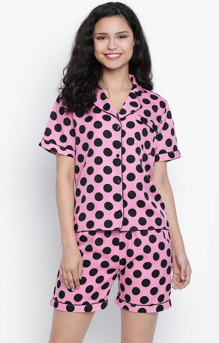 DRAAX fashions | Draax Fashions Pink Polka Dotted Sleeping Suit Dress