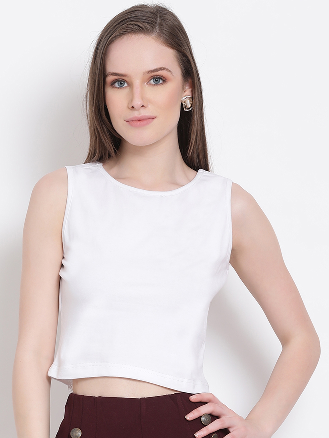 DRAAX fashions | Draax Fashions Women White Solid Crop Top 