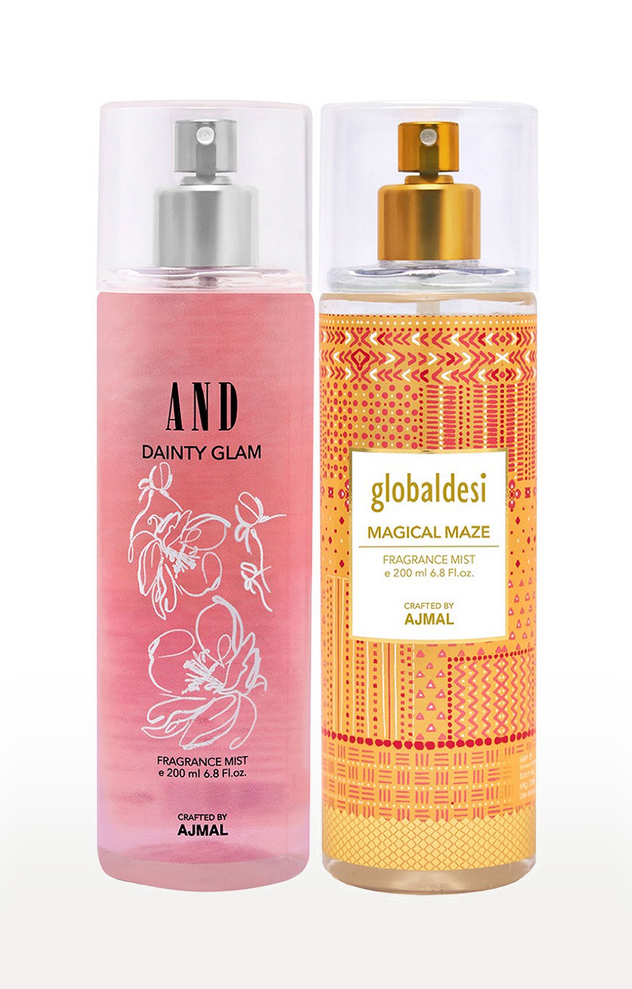 AND Dainty Glam Body Mist 200ML & Global Desi Magical Maze Body Mist 200ML Long Lasting Scent Spray Gift For Women Perfume FREE