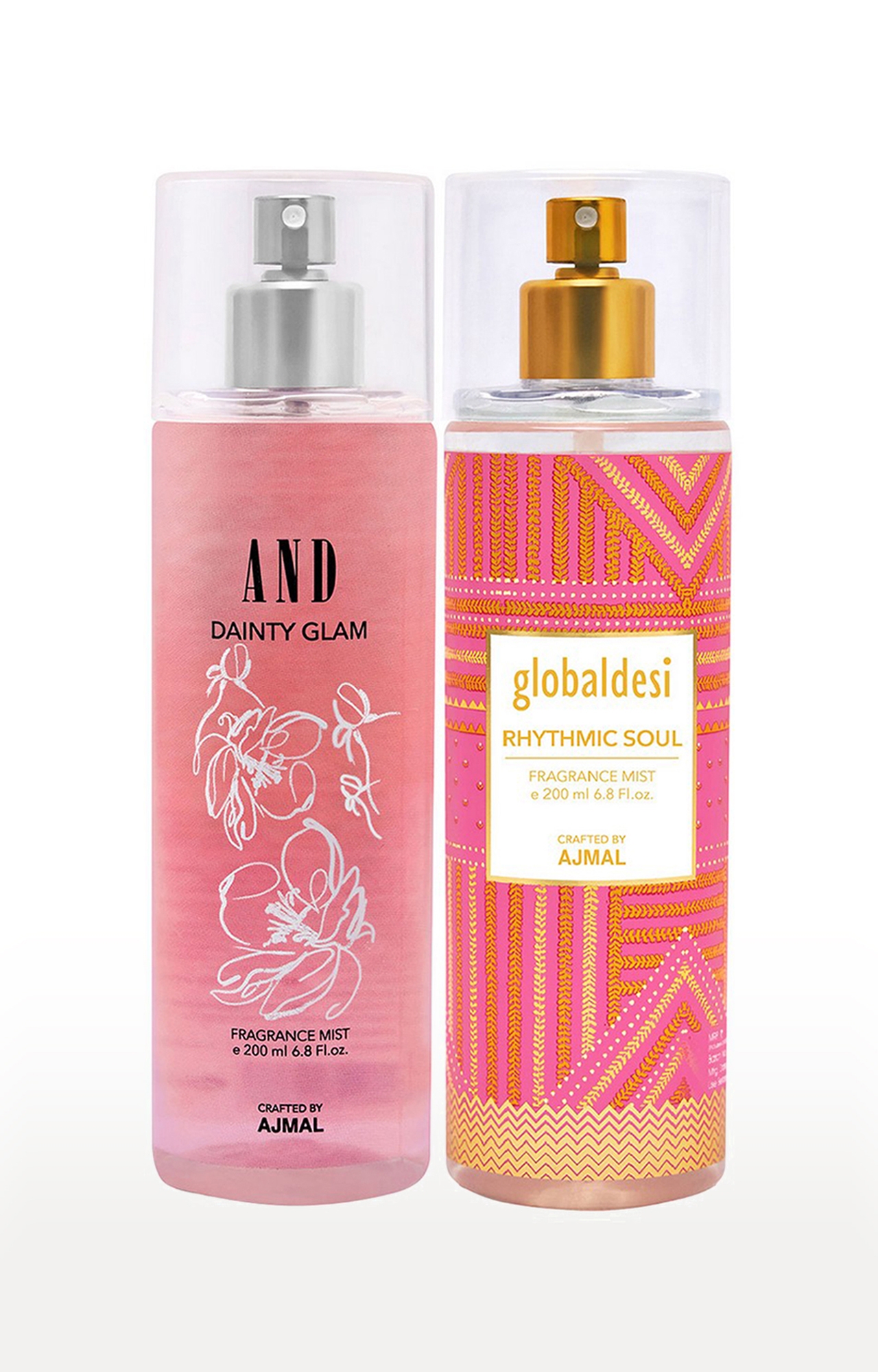 AND Dainty Glam Body Mist 200ML & Global Desi Rhythmic Soul Body Mist 200ML Long Lasting Scent Spray Gift For Women Perfume FREE